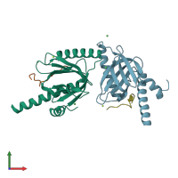 PDB entry 6o5o coloured by chain, front view.