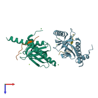 PDB entry 6o5o coloured by chain, top view.