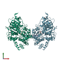 PDB entry 6o5s coloured by chain, front view.
