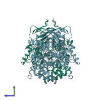 PDB entry 6o5v coloured by chain, side view.