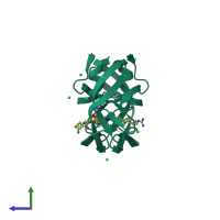 Homo dimeric assembly 1 of PDB entry 6o5x coloured by chemically distinct molecules, side view.