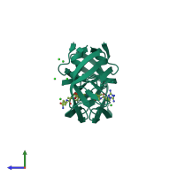 Homo dimeric assembly 2 of PDB entry 6o5x coloured by chemically distinct molecules, side view.
