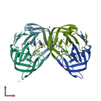 PDB entry 6o5x coloured by chain, front view.