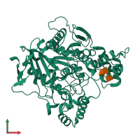 PDB entry 6o69 coloured by chain, front view.