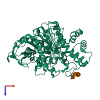 PDB entry 6o69 coloured by chain, top view.