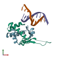 PDB entry 6o6k coloured by chain, front view.