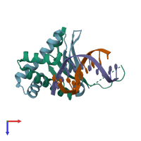 PDB entry 6o6k coloured by chain, top view.