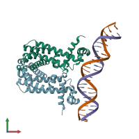 PDB entry 6o6p coloured by chain, front view.