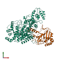 PDB entry 6o7d coloured by chain, front view.