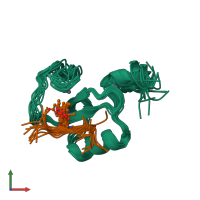 PDB entry 6o7g coloured by chain, ensemble of 15 models, front view.
