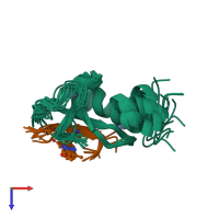 PDB entry 6o7g coloured by chain, ensemble of 15 models, top view.