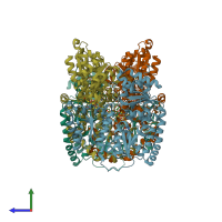 PDB entry 6o7l coloured by chain, side view.