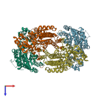 PDB entry 6o7l coloured by chain, top view.