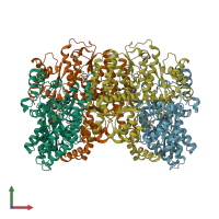 PDB entry 6o7s coloured by chain, front view.