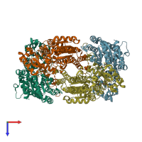 PDB entry 6o7s coloured by chain, top view.