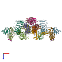 PDB entry 6o81 coloured by chain, top view.