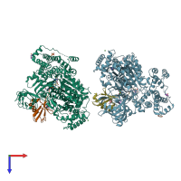PDB entry 6o83 coloured by chain, top view.