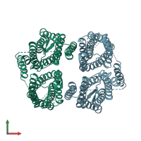 PDB entry 6o84 coloured by chain, front view.