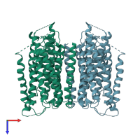 PDB entry 6o84 coloured by chain, top view.