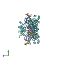 PDB entry 6o8e coloured by chain, side view.