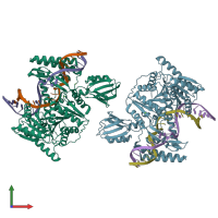 PDB entry 6o8f coloured by chain, front view.