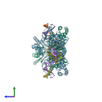 PDB entry 6o8f coloured by chain, side view.