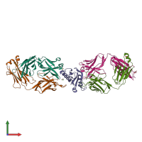 PDB entry 6o9i coloured by chain, front view.