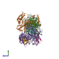 PDB entry 6o9m coloured by chain, side view.
