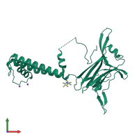 PDB entry 6o9t coloured by chain, front view.
