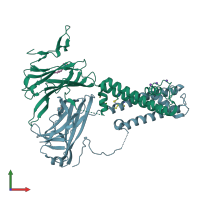 PDB entry 6o9v coloured by chain, front view.