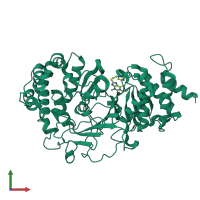 PDB entry 6oa3 coloured by chain, front view.