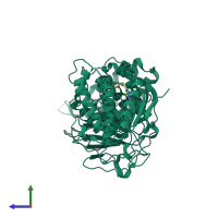 PDB entry 6oa3 coloured by chain, side view.