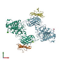 PDB entry 6oau coloured by chain, front view.