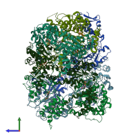 PDB entry 6oay coloured by chain, side view.