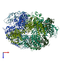 PDB entry 6oay coloured by chain, top view.