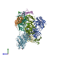 PDB entry 6oaz coloured by chain, side view.