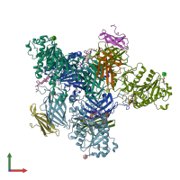 PDB entry 6ob0 coloured by chain, front view.