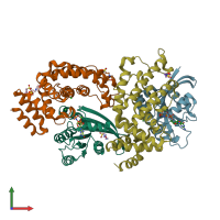 PDB entry 6ob3 coloured by chain, front view.