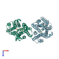 PDB entry 6ob6 coloured by chain, top view.