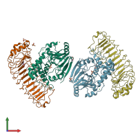 PDB entry 6obn coloured by chain, front view.