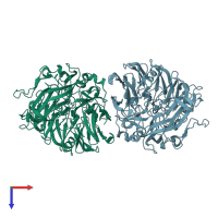 PDB entry 6oc5 coloured by chain, top view.
