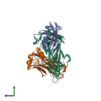 PDB entry 6oc7 coloured by chain, side view.