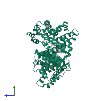 PDB entry 6ocj coloured by chain, side view.