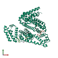 PDB entry 6ock coloured by chain, front view.