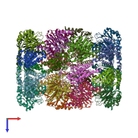 PDB entry 6ocw coloured by chain, top view.