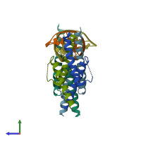 PDB entry 6od4 coloured by chain, side view.