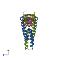PDB entry 6od5 coloured by chain, side view.