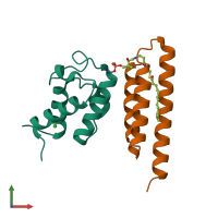 PDB entry 6odd coloured by chain, front view.