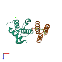 PDB entry 6odd coloured by chain, top view.
