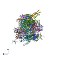 PDB entry 6odm coloured by chain, side view.